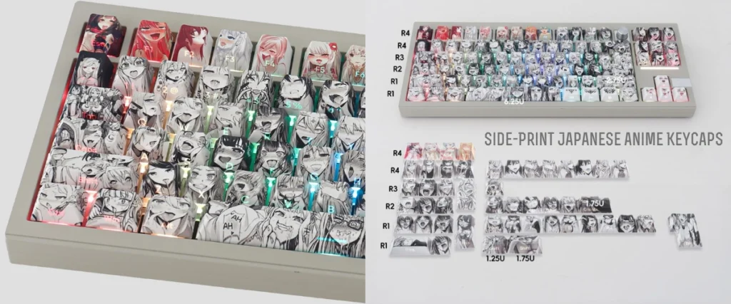 Keycap Set Gift for Anime Lovers, Japanese Anime Aesthetic Keyboard Keycaps Set for Girl Gamers