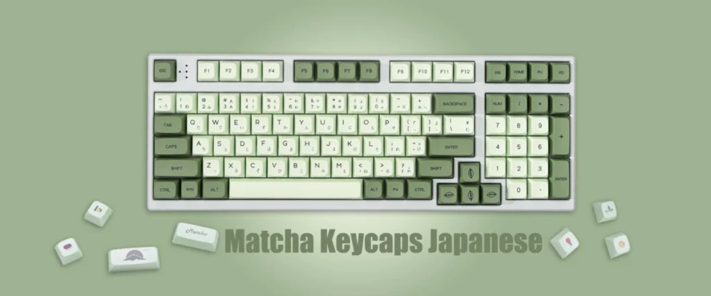 Matcha Green Japanese Set Mechanical Keyboard Keycaps, keycap set for mechanical, cherry profile pbt, artisan keycap set mechanical keyboard