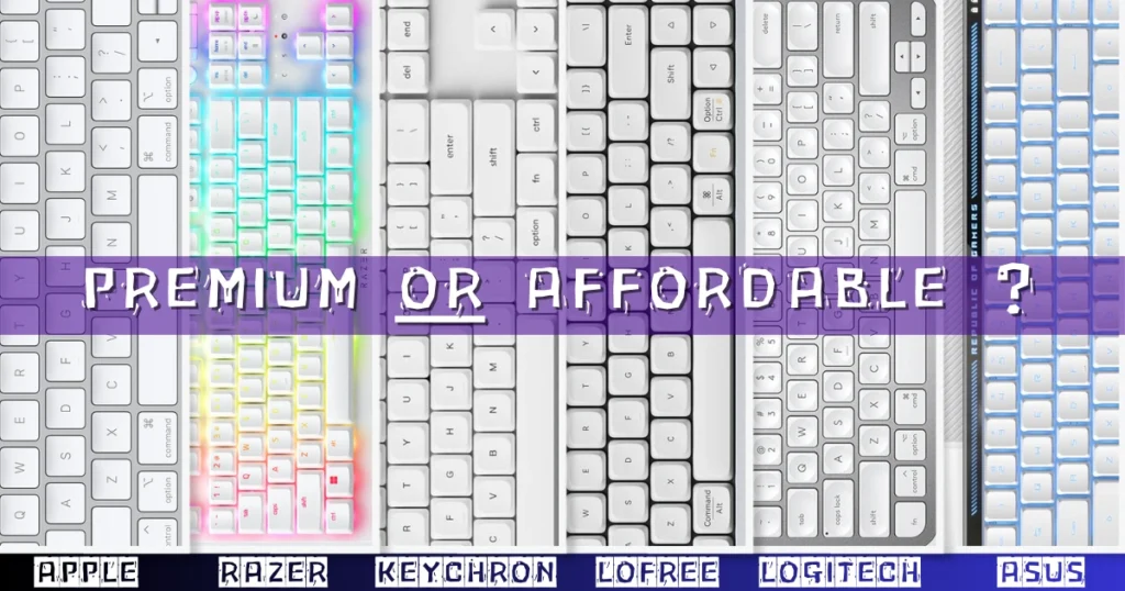 The Best Mac-Compatible Low Profile Keyboards in 2024, Premium Vs Affodable Low Profile Keyboards for MacOS, APPLE Magic Keyboard, KEYCHRON K5 Pro, RAZER DeathStalker V2 Pro, LOFREE Flow, ASUS ROG Falchion RX, LOGITECH MX Keys Mini, KEMOVE K68se, HP 230