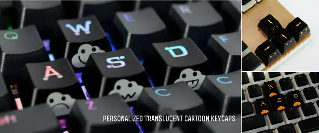 WASD Translucent Cartoon Set Artisan Keycap Mechanical, Minimalist Personality Translucent Cartoon Keycaps, Directional Key Keycaps, WASD Key Keycaps