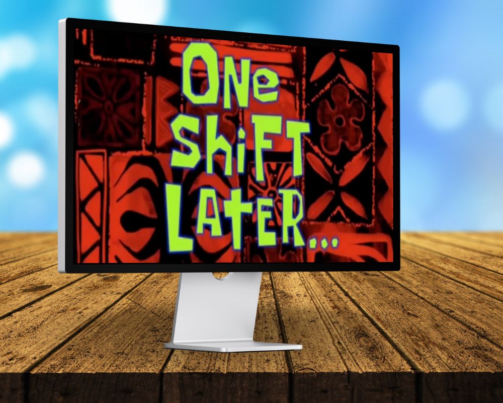 One Shift Later, Laugh Out Loud with 90 SpongeBob Timecards, Farc4y Gaming, Scenescoop Blog, SpongeBob Meme Templates All Timecards in Narrator's Voice Free Download, SpongeBob Wallpaper Full HD for Desktop, SpongeBob Ultra HD live wallpaper, Mini Transitions Clip for Funny Videos Editing, SpongeBob Timecard Clips