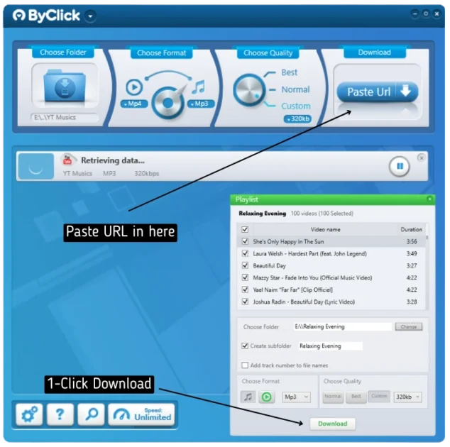 manually download playlist songs by pasting the playlist url directly into the software tool on computer